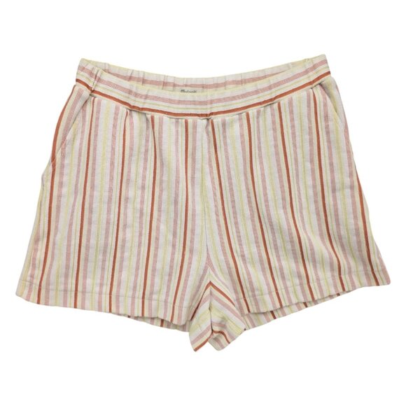 Madewell Textural Knit Shorts Womens Multicolor Stripe High Rise Pull On Size L - Picture 1 of 9